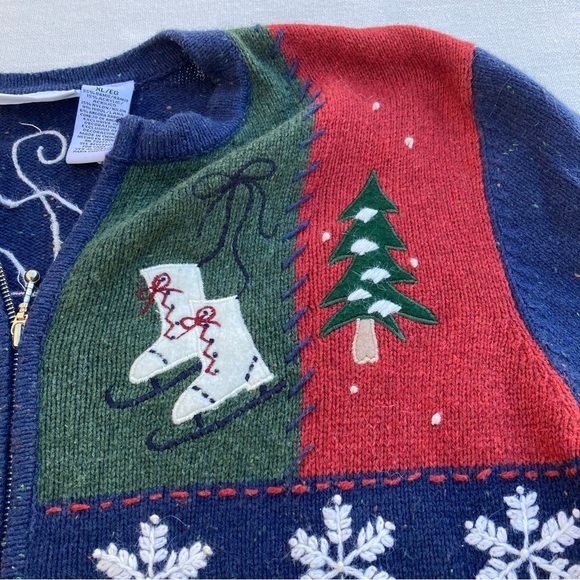 CROFT & BARROW | Winter Sweater Zip Knit Jacket with Snowflake - Picture 7 of 16